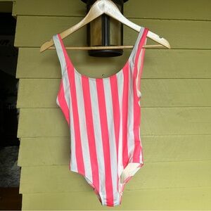 Solid & Striped Pink and White Striped One-Piece Swimsuit